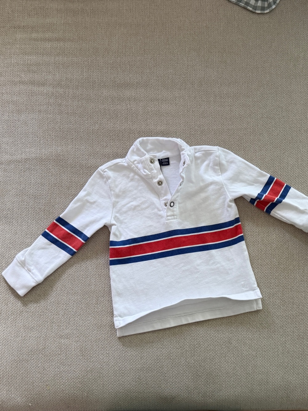 Janie and Jack White Long-Sleeve with Red & Blue Stripes